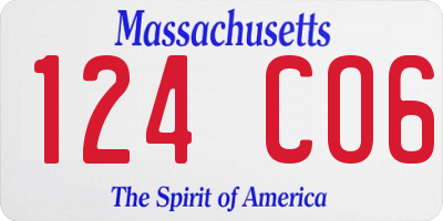 MA license plate 124CO6