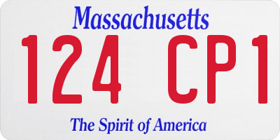 MA license plate 124CP1