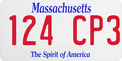 MA license plate 124CP3