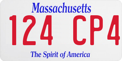 MA license plate 124CP4