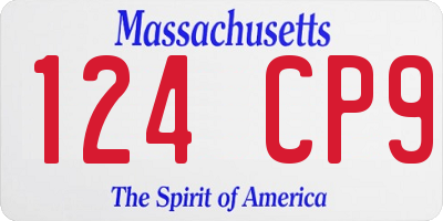 MA license plate 124CP9