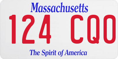 MA license plate 124CQ0