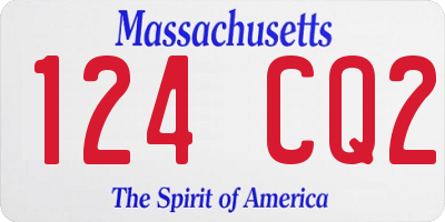 MA license plate 124CQ2