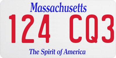 MA license plate 124CQ3