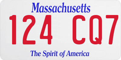 MA license plate 124CQ7
