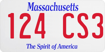 MA license plate 124CS3