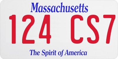 MA license plate 124CS7