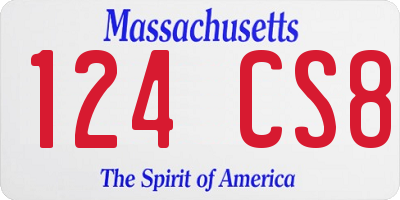 MA license plate 124CS8