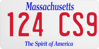 MA license plate 124CS9