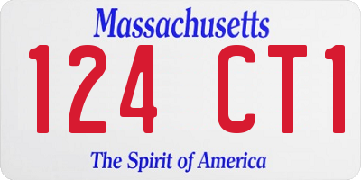 MA license plate 124CT1
