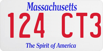 MA license plate 124CT3
