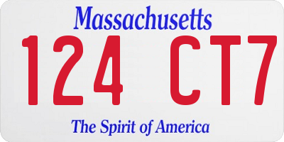 MA license plate 124CT7