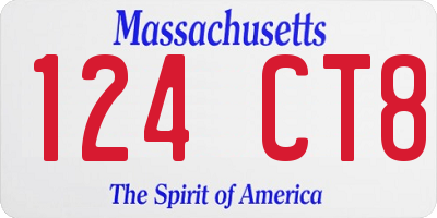 MA license plate 124CT8