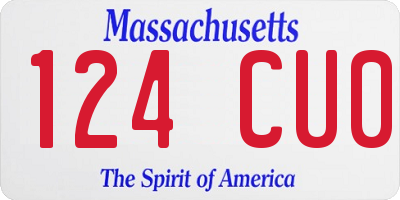MA license plate 124CU0