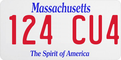 MA license plate 124CU4