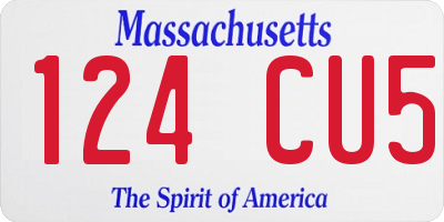 MA license plate 124CU5