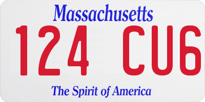 MA license plate 124CU6