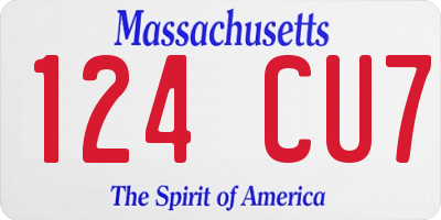 MA license plate 124CU7