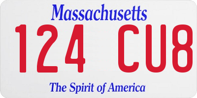MA license plate 124CU8