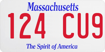 MA license plate 124CU9