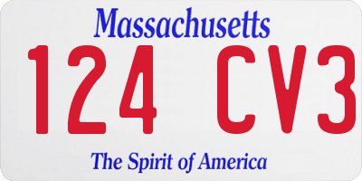 MA license plate 124CV3