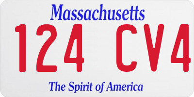 MA license plate 124CV4