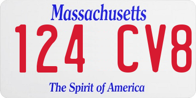 MA license plate 124CV8