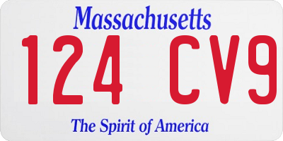 MA license plate 124CV9
