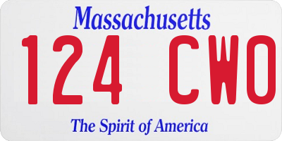MA license plate 124CW0