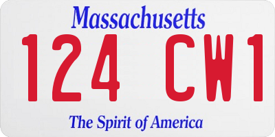 MA license plate 124CW1