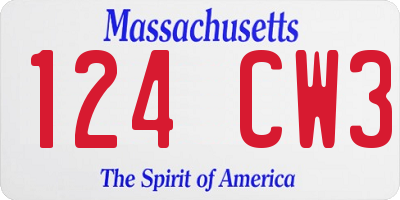 MA license plate 124CW3