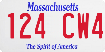 MA license plate 124CW4
