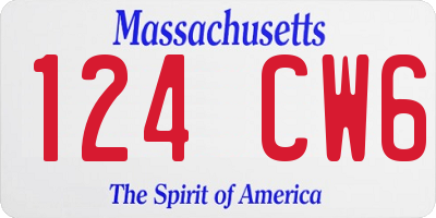 MA license plate 124CW6