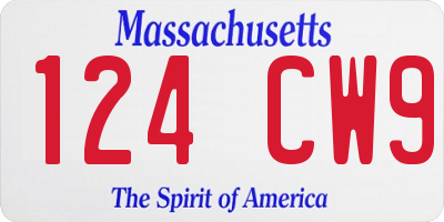 MA license plate 124CW9