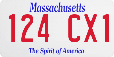 MA license plate 124CX1