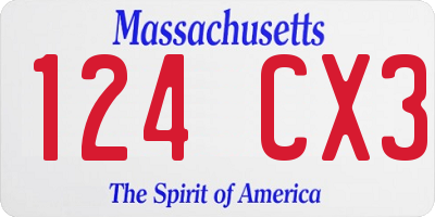 MA license plate 124CX3
