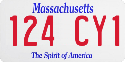 MA license plate 124CY1