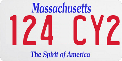 MA license plate 124CY2