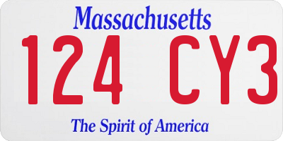 MA license plate 124CY3