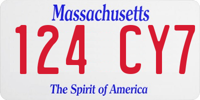MA license plate 124CY7