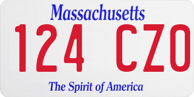 MA license plate 124CZ0