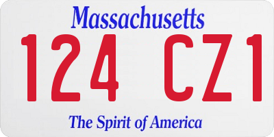 MA license plate 124CZ1