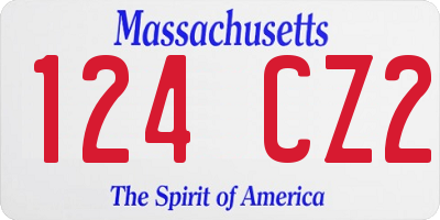 MA license plate 124CZ2