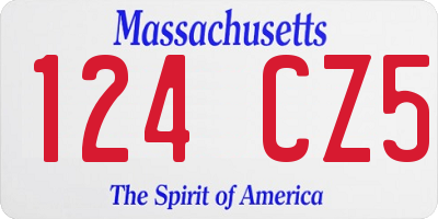 MA license plate 124CZ5