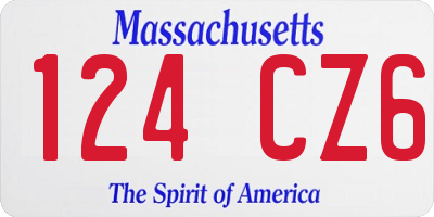 MA license plate 124CZ6
