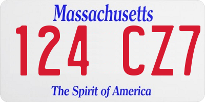 MA license plate 124CZ7