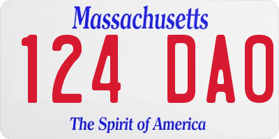 MA license plate 124DA0