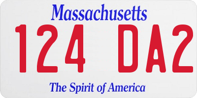 MA license plate 124DA2