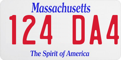 MA license plate 124DA4