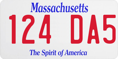 MA license plate 124DA5